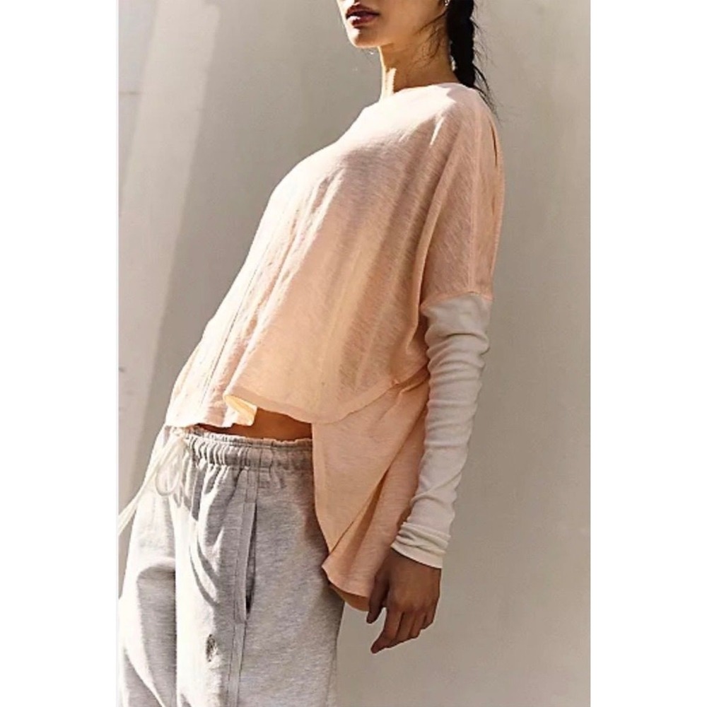 NWT Free People Movement Fine Gauge Pastel Peach Tee